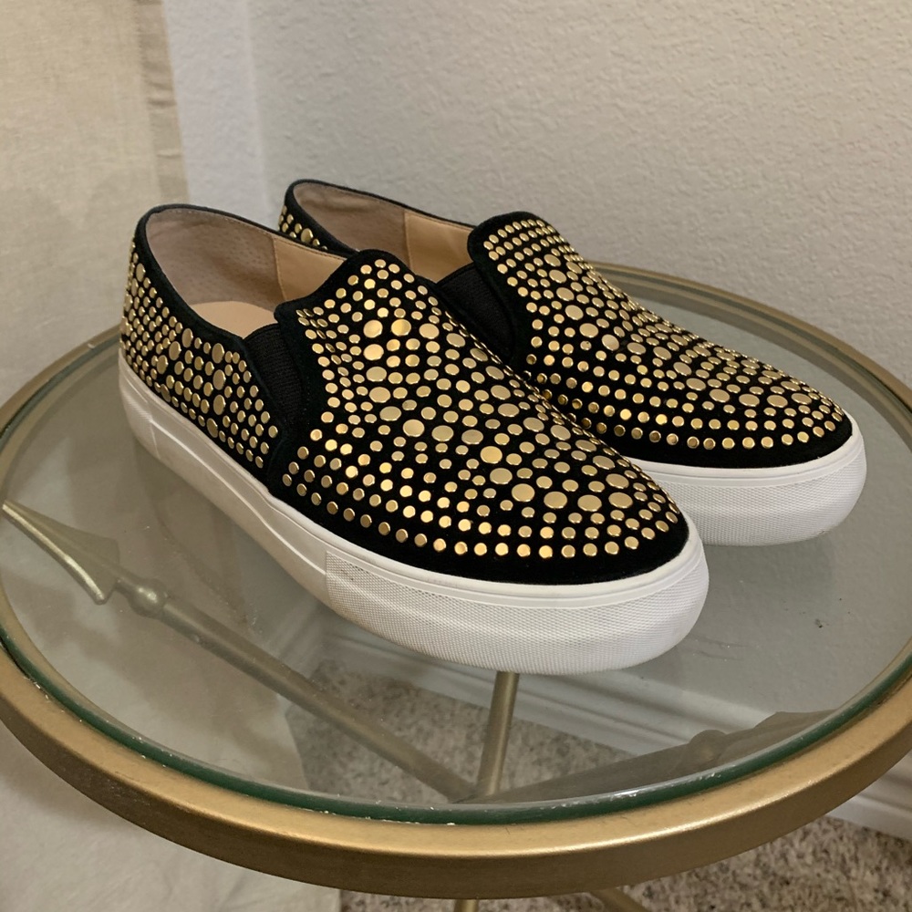 Vince Camuto Gold Studded Platform Slipon Loafer